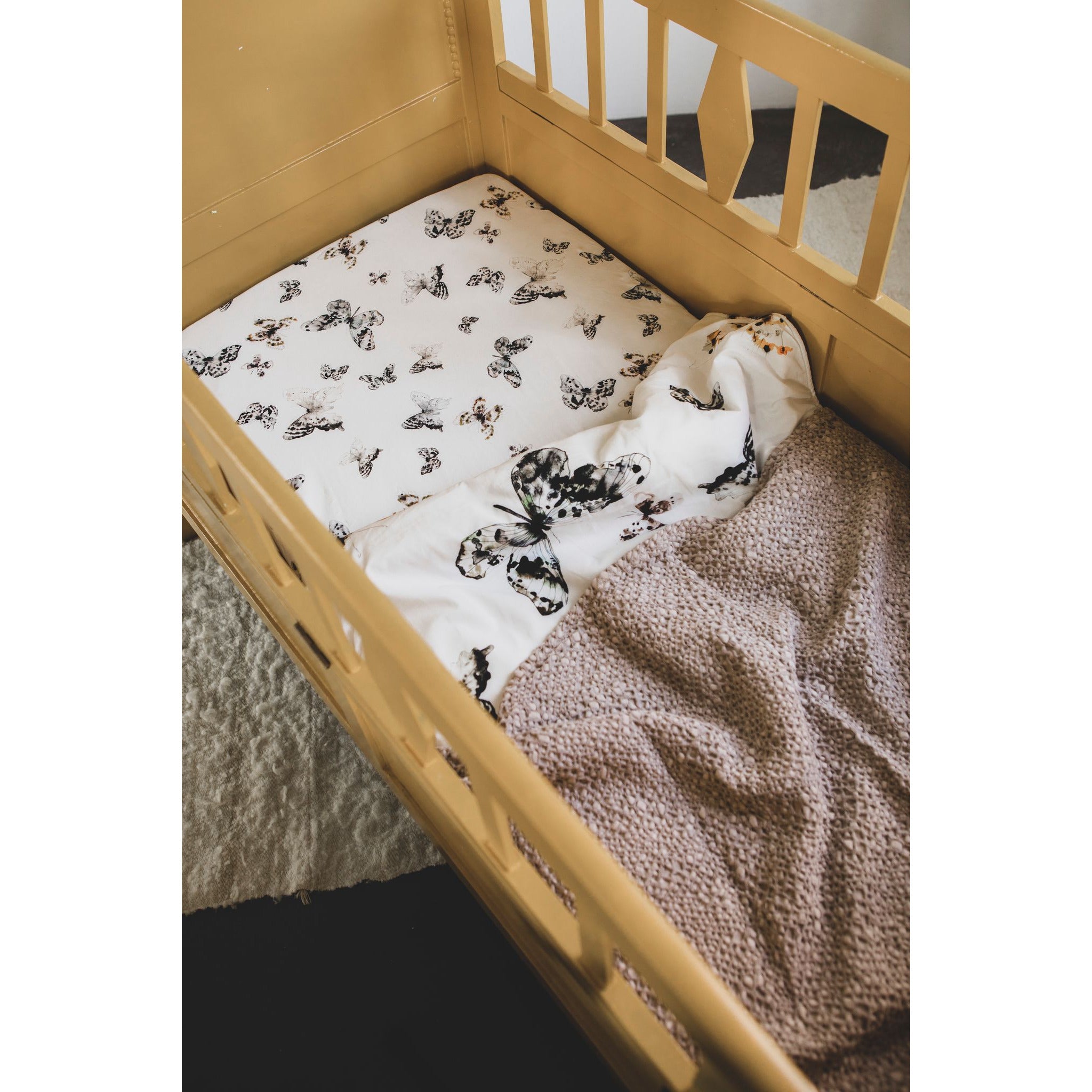 Fitted Sheet Toddler Bed Offwhite | Fika Butterfly
