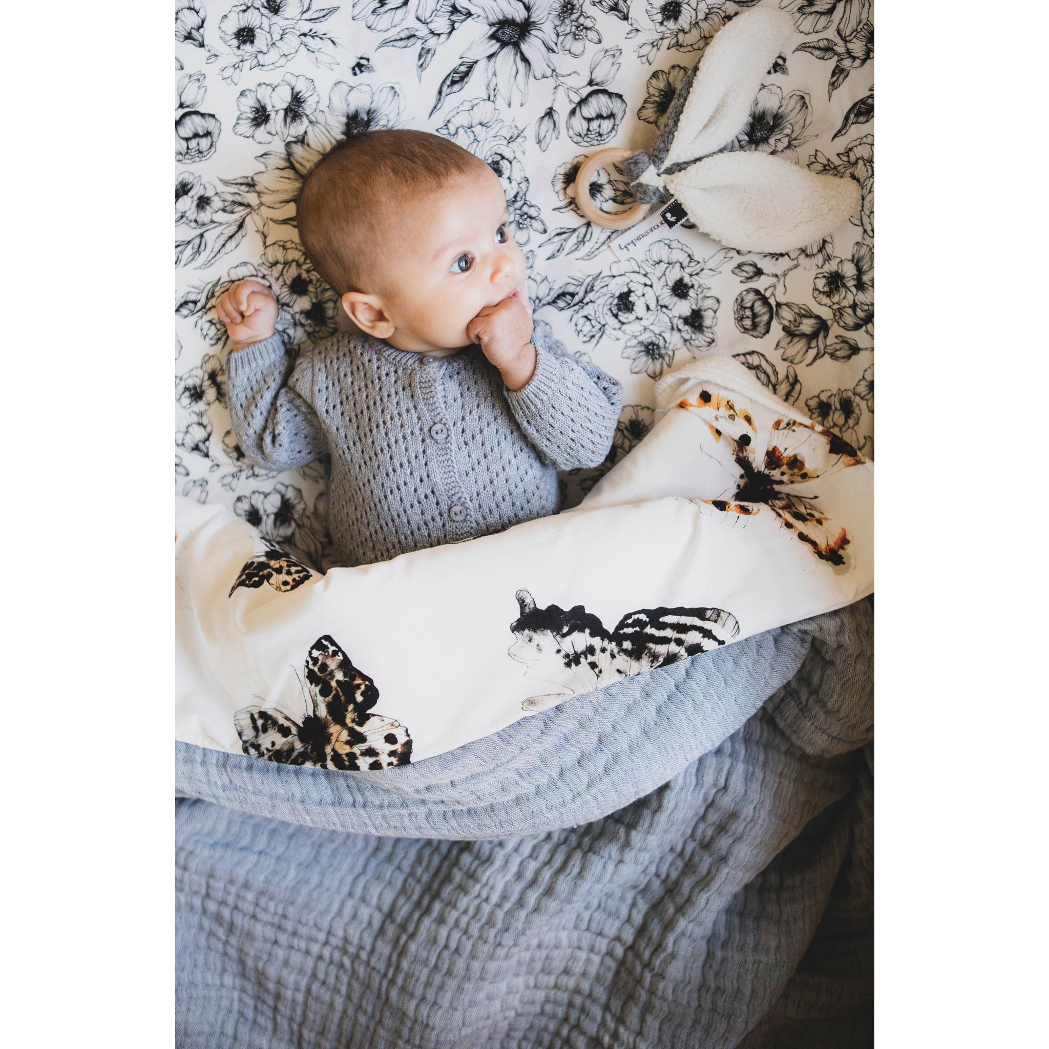 Toddler Bed Sheet Offwhite | Fika Butterfly