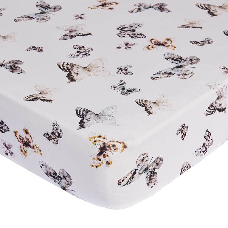 Fitted Sheet Baby Crib Offwhite | Fika Butterfly